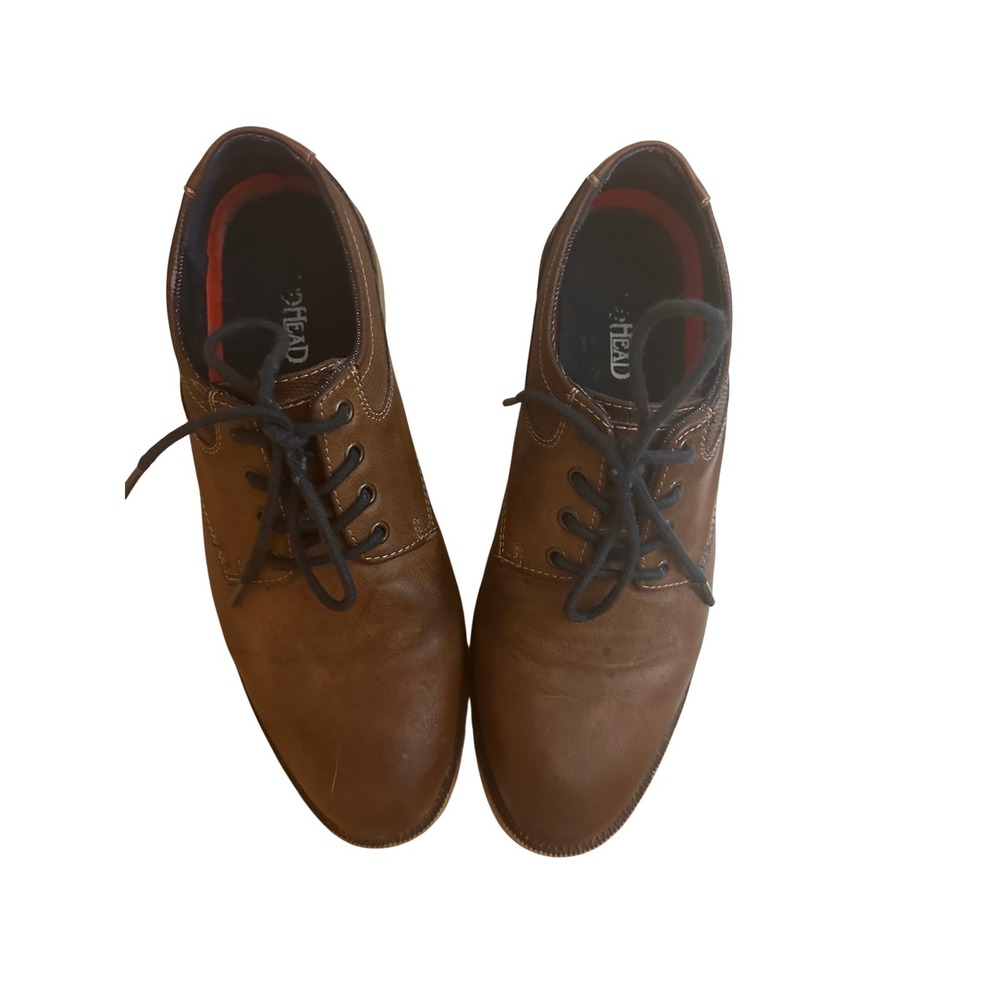Head Mens Brown Faux Leather Oxford Dress Shoes Lace Up Casual Brown Size 11